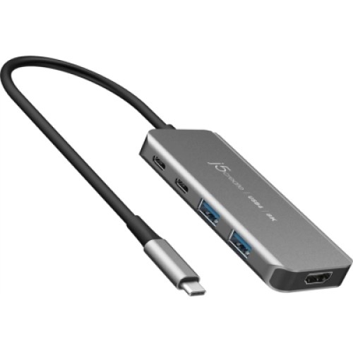 Концентратор J5create USB-C 5-in-1 2xUSB 3.2 10Gbps + 2xUSB-C 10Gbps PD 100W + HDMI 8K gray (JCH453-N) Концентратор J5create USB-C 5-in-1 2xUSB 3.2 10Gbps + 2xUSB-C 10Gbps PD 100W + HDMI 8K gray (JCH453-N)