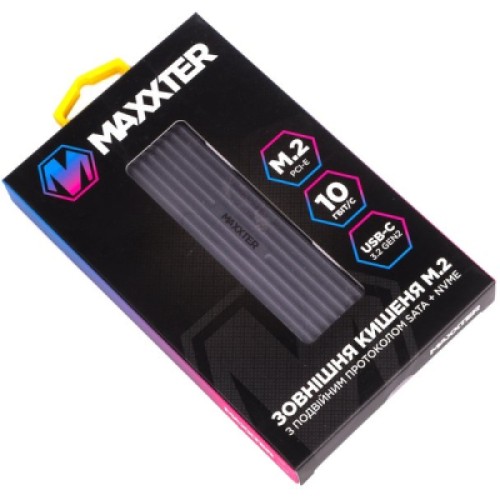 Карман внешний Maxxter M.2 NVMe & SATA SSD to USB-C 10Gbps black (EHDE-2280D-01)