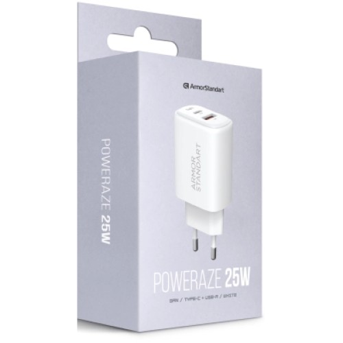 Зарядное устройство Armorstandart 1xUSB-C PD20W + 1xUSB QC3.0 GaN white (ARM87067)
