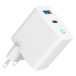 Зарядное устройство Gembird 1xUSB-C PD30W + 1xUSB QC3.0 LED white (TA-UC-PDQC30L-W-01)