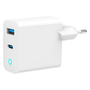 Зарядное устройство Gembird 1xUSB-C PD30W + 1xUSB QC3.0 LED white (TA-UC-PDQC30L-W-01)