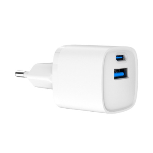 Зарядное устройство Gembird 1xUSB-C PD20W + 1xUSB QC3.0 white (TA-UC-PDQC20-W-01)