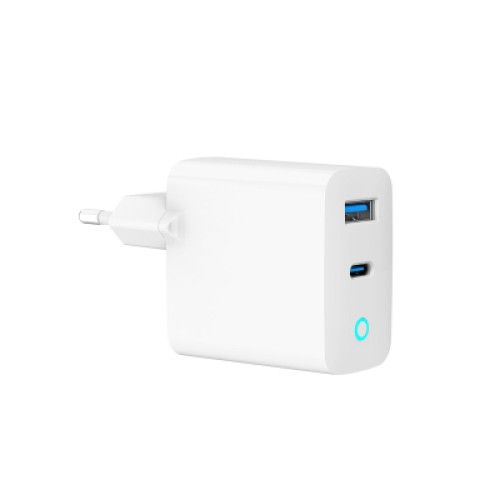 Зарядное устройство Gembird 1xUSB-C PD45W + 1xUSB QC3.0 white (TA-UC-PDQC45L-W-01)