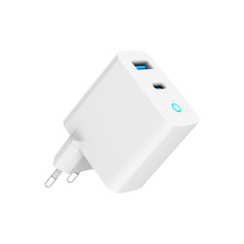Зарядное устройство Gembird 1xUSB-C PD45W + 1xUSB QC3.0 white (TA-UC-PDQC45L-W-01)