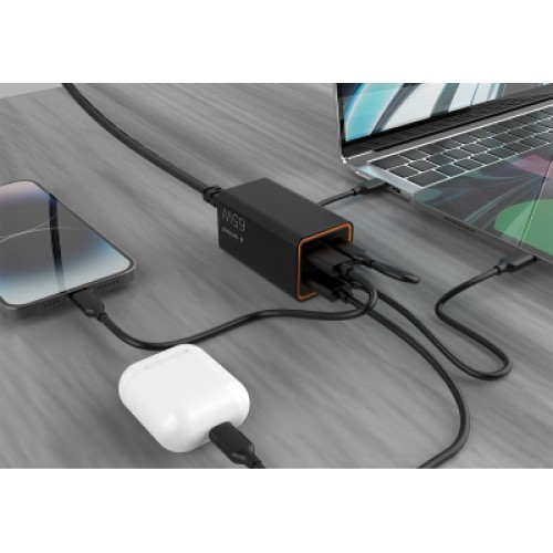 Зарядное устройство Gembird 2xUSB-C PD65W + 2xUSB QC3.0 30W black (TA-UC-2A2C-PD65-01-BK)