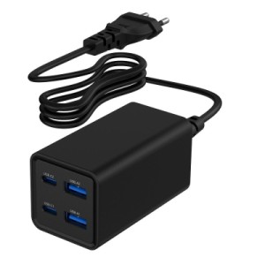 Зарядное устройство Gembird 2xUSB-C PD65W + 2xUSB QC3.0 30W black (TA-UC-2A2C-PD65-01-BK)