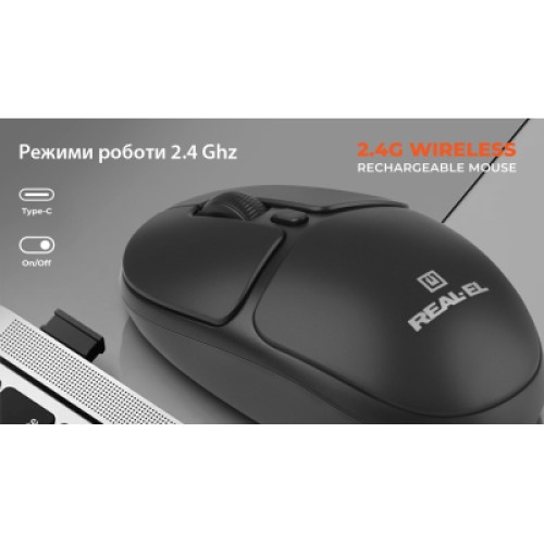 Мышка REAL-EL RM-335W Wireless Black (EL123200055)