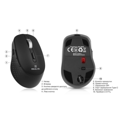 Мышка REAL-EL RM-380W Wireless Black (EL123200057)