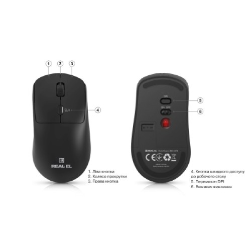 Мышка REAL-EL RM-317W Wireless Black (EL123200052)