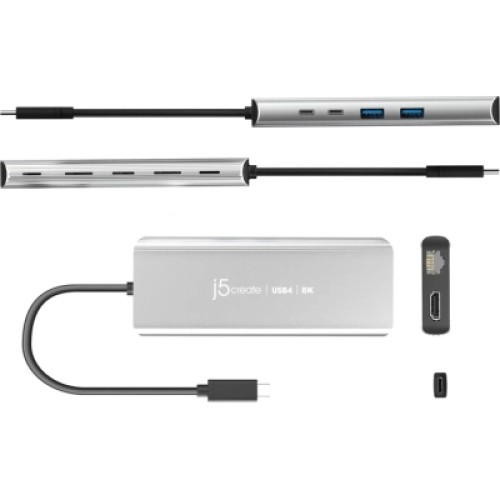 Концентратор J5create USB-С 6-in-1 2xUSB 3.2 + USB-C PD 100W + USB-C + HDMI 8K + RJ45 2.5Gbps aluminum (JCD403-N)