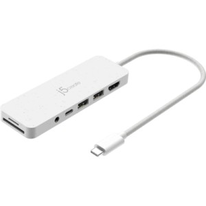 Концентратор J5create USB-C 6-in-1 2xUSB 3.2 + USB-C PD + HDMI 4K + SD/TF + 3.5mm white (JCD373EW-N)