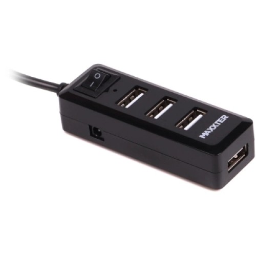 Концентратор Maxxter USB 2.0 to 4xUSB + charger 5V 1A (HU2A-4P-AC-03)