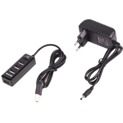 Концентратор Maxxter USB 2.0 to 4xUSB + charger 5V 1A (HU2A-4P-AC-03)