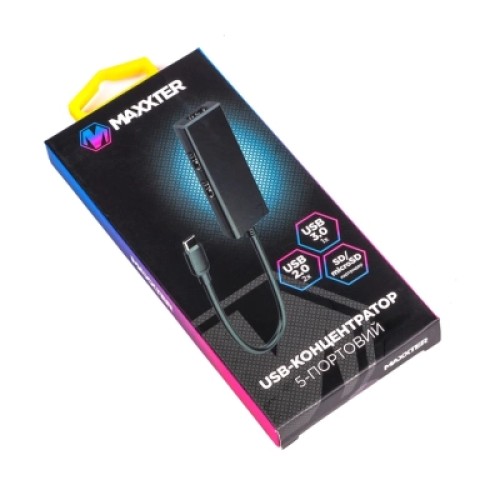 Концентратор Maxxter USB-C to 1xUSB 3.0 + 2xUSB 2.0 + SD/TF (HU3C-3PTF-01)