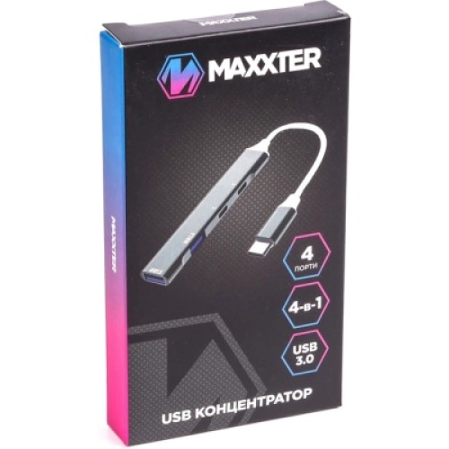 Концентратор Maxxter USB-C to 1xUSB 3.0 + 1xUSB 2.0 + 2xUSB-C (HU3C-4P-03)