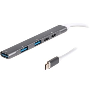 Концентратор Maxxter USB-C to 1xUSB 3.0 + 2xUSB 2.0 + 1xUSB-C PD100W + 1xUSB-C (HU3C-4P1PD-01)