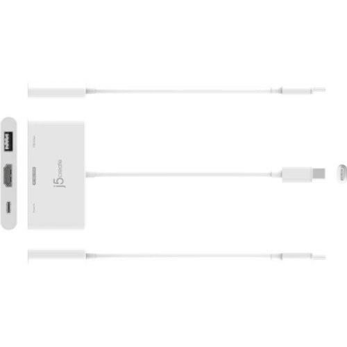 Концентратор J5create USB-C 3-in-1 HDMI + USB + USB-C PD white (JCA399-N)