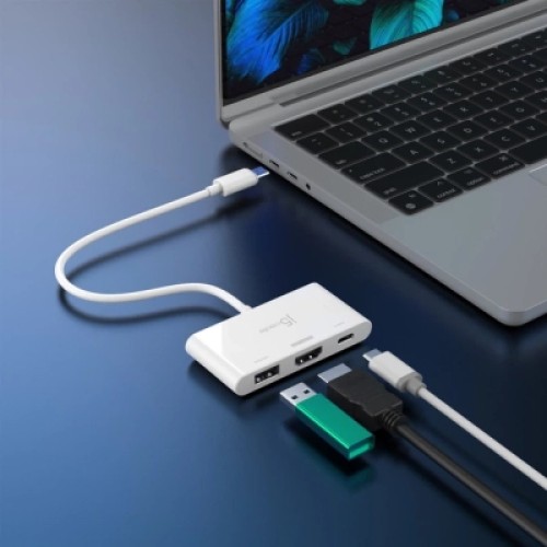 Концентратор J5create USB-C 3-in-1 HDMI + USB + USB-C PD white (JCA399-N)