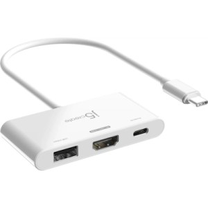 Концентратор J5create USB-C 3-in-1 HDMI + USB + USB-C PD white (JCA399-N)