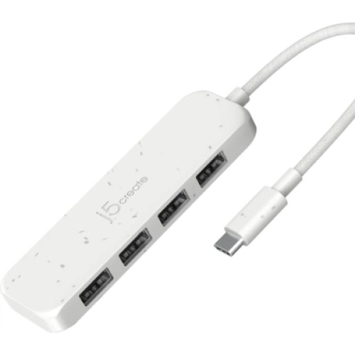 Концентратор J5create USB-C to 4xUSB-A 3.2 10Gbps white (JCH341EW-N)