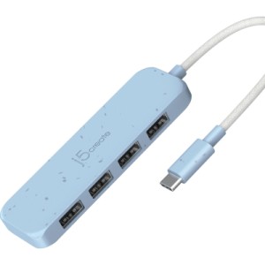 Концентратор J5create USB-C to 4xUSB-A 3.2 10Gbps cyan (JCH341EC-N)