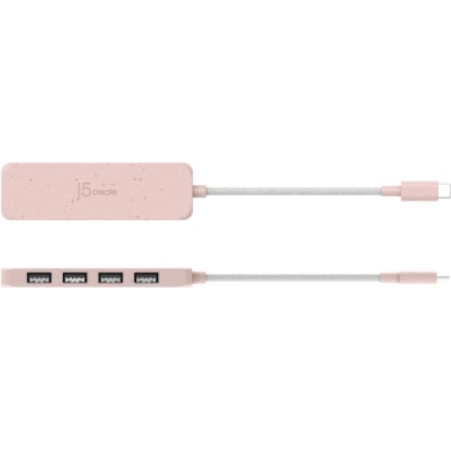 Концентратор J5create USB-C to 4xUSB-A 3.2 10Gbps rose (JCH341ER-N)