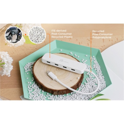 Концентратор J5create USB-C to 4xUSB-C 3.2 10Gbps white (JCH345EW-N)