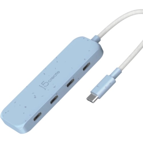Концентратор J5create USB-C to 4xUSB-C 3.2 10Gbps cyan (JCH345EC-N)