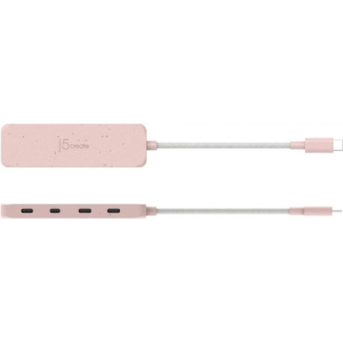 Концентратор J5create USB-C to 4xUSB-C 3.2 10Gbps rose (JCH345ER-N)