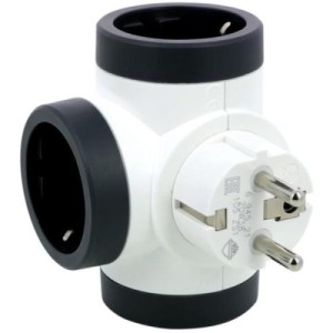 Сетевой разветвитель LEGRAND ПРЕМІУМ поворотний 3х2К+З бокові розетки, колір Білий/Чорний (694521)