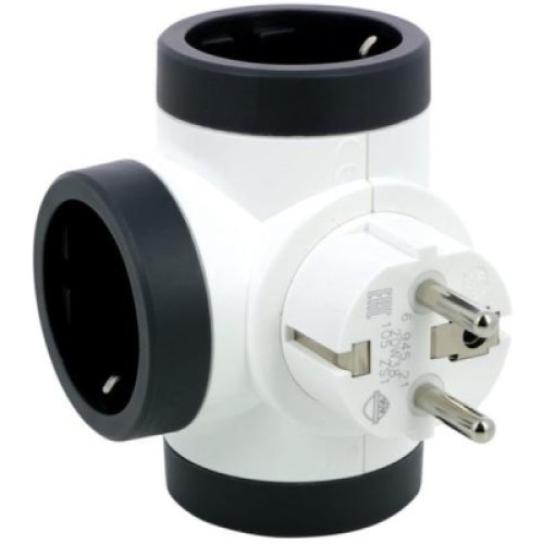 Сетевой разветвитель LEGRAND ПРЕМІУМ поворотний 3х2К+З бокові розетки, колір Білий/Чорний (694521)