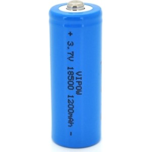 Аккумулятор 18500 1200mAh, Li-Ion, TipTop, 3.7V, Blue Vipow (ICR18500-1200mAhTT)