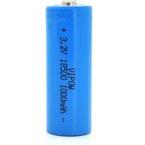 Аккумулятор 18500 1000mAh, LiFePO4, TipTop, 3.2V, Blue Vipow (IFR18500-600mAhTT)