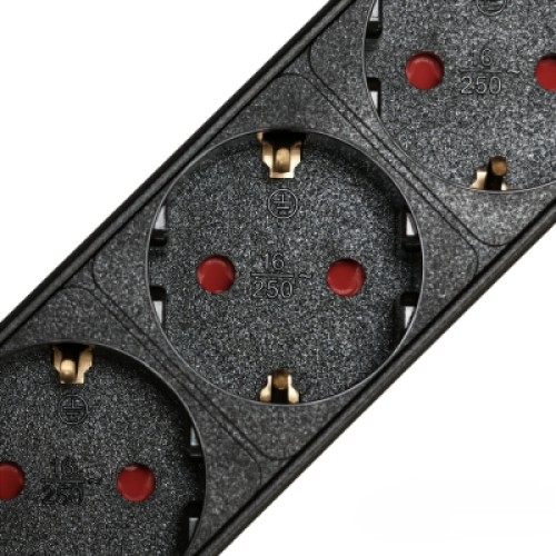 Силовой блок 0U 24 роз. нем. станд., 32А, с индикат., шнур 3х4мм2, 3 м Kingda (KD-PDU-EU-1U-24P)