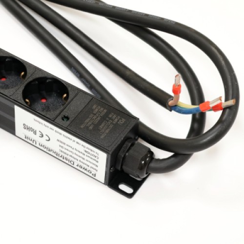 Силовой блок 0U 24 роз. нем. станд., 32А, с индикат., шнур 3х4мм2, 3 м Kingda (KD-PDU-EU-1U-24P)