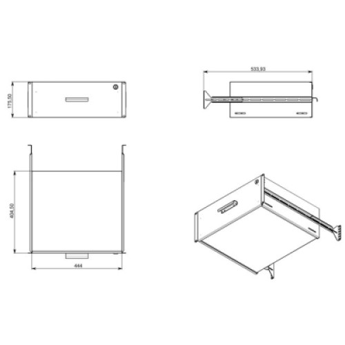 Ящик для документов 2U глубина 400 мм Eserver (40015)