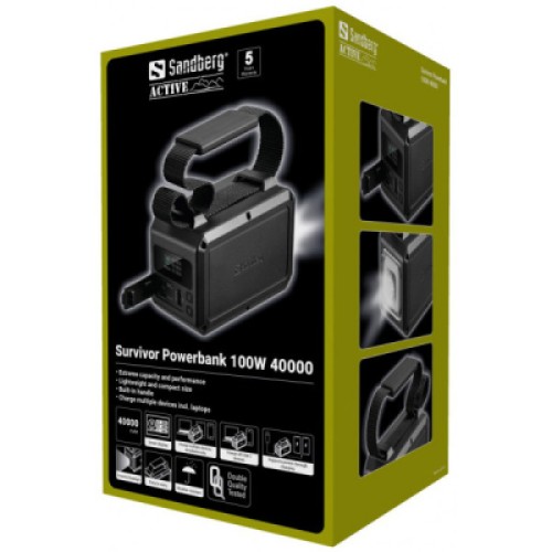 Батарея универсальная Sandberg 40000mAh Survivor 100W, IPX4 Water resist, LED Torch, Pass-Through Charging (421-14) Батарея универсальная Sandberg 40000mAh Survivor 100W, IPX4 Water resist, LED Torch, Pass-Through Charging (421-14)