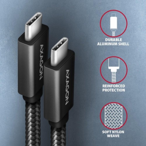 Дата кабель USB-C to USB-C 1.0m USB 3.2 Gen 2 PD 100W 5A 4K black AXAGON (BUCM32-CM10AB) Дата кабель USB-C to USB-C 1.0m USB 3.2 Gen 2 PD 100W 5A 4K black AXAGON (BUCM32-CM10AB)
