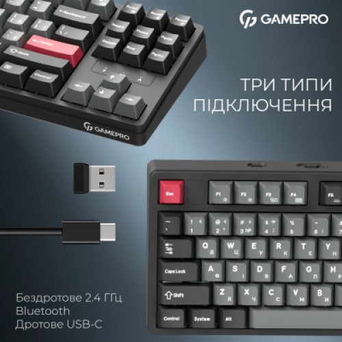 Клавиатура GamePro Asgard Ragnar Wireless/Bluetooth/USB UA Black (MK285BK)