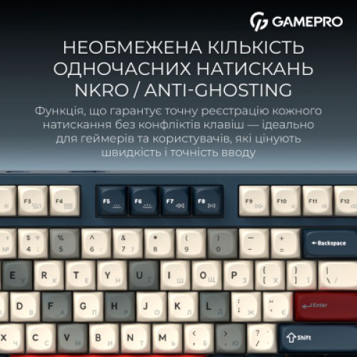 Клавиатура GamePro Asgard Ragnar Wireless/Bluetooth/USB UA Blue (MK285BL)