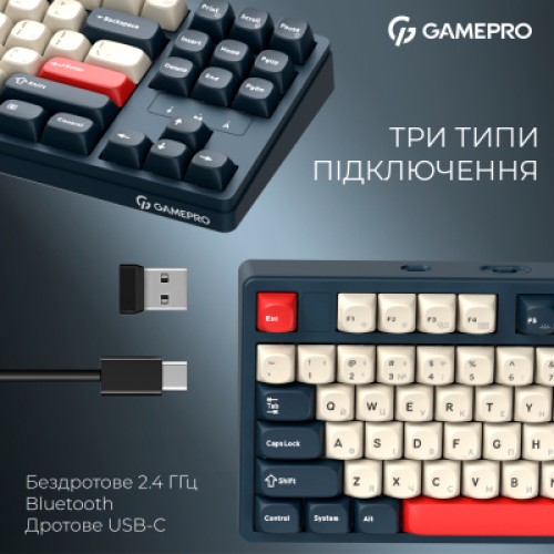 Клавиатура GamePro Asgard Ragnar Wireless/Bluetooth/USB UA Blue (MK285BL)