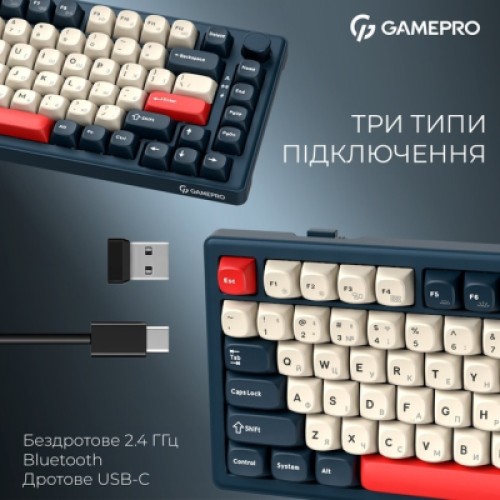 Клавиатура GamePro Asgard Yord Wireless/Bluetooth/USB UA Blue (MK266BL)
