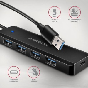 Концентратор AXAGON USB 3.1 to 4xUSB 3.0 black (HUE-C1A)
