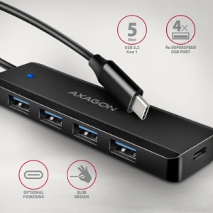 Концентратор AXAGON USB-C to 4xUSB 3.0 black (HUE-C1C)
