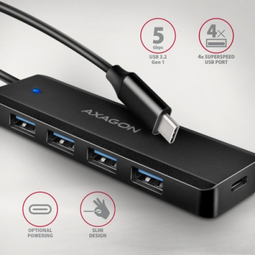 Концентратор AXAGON USB-C to 4xUSB 3.0 black (HUE-C1C) Концентратор AXAGON USB-C to 4xUSB 3.0 black (HUE-C1C)