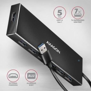 Концентратор AXAGON USB 3.1 to 7xUSB 3.0 black (HUE-F7A)