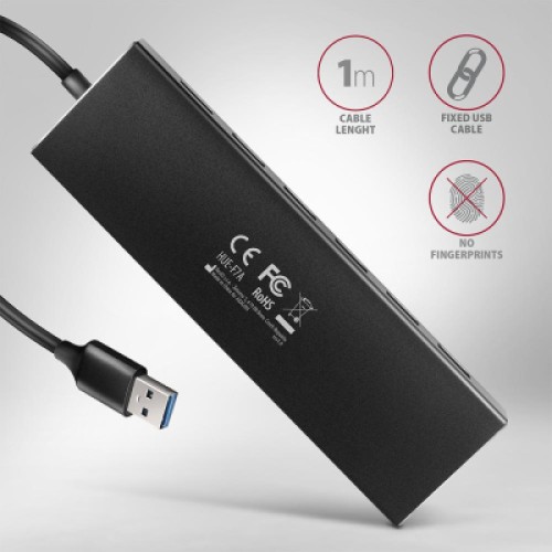 Концентратор AXAGON USB 3.1 to 7xUSB 3.0 black (HUE-F7A) Концентратор AXAGON USB 3.1 to 7xUSB 3.0 black (HUE-F7A)