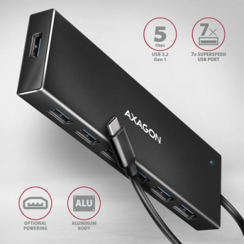 Концентратор AXAGON USB-C to 7xUSB 3.0 black (HUE-F7C) Концентратор AXAGON USB-C to 7xUSB 3.0 black (HUE-F7C)