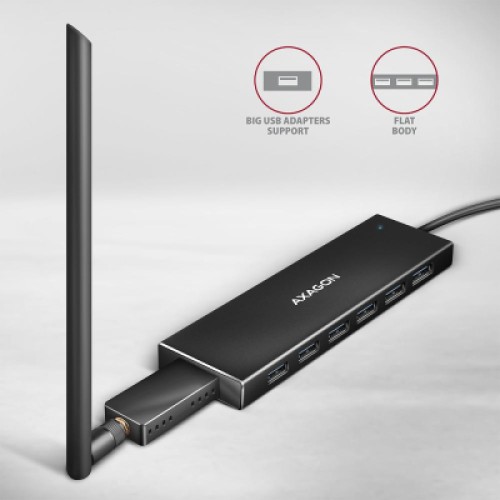 Концентратор AXAGON USB-C to 7xUSB 3.0 black (HUE-F7C) Концентратор AXAGON USB-C to 7xUSB 3.0 black (HUE-F7C)