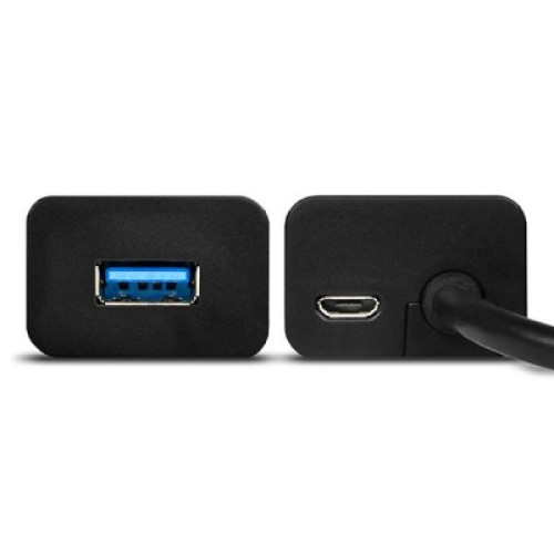 Концентратор AXAGON USB 3.1 to 4xUSB 3.0 1.2m + power adapter + cable USB to Micro 5P black (HUE-S2BP)